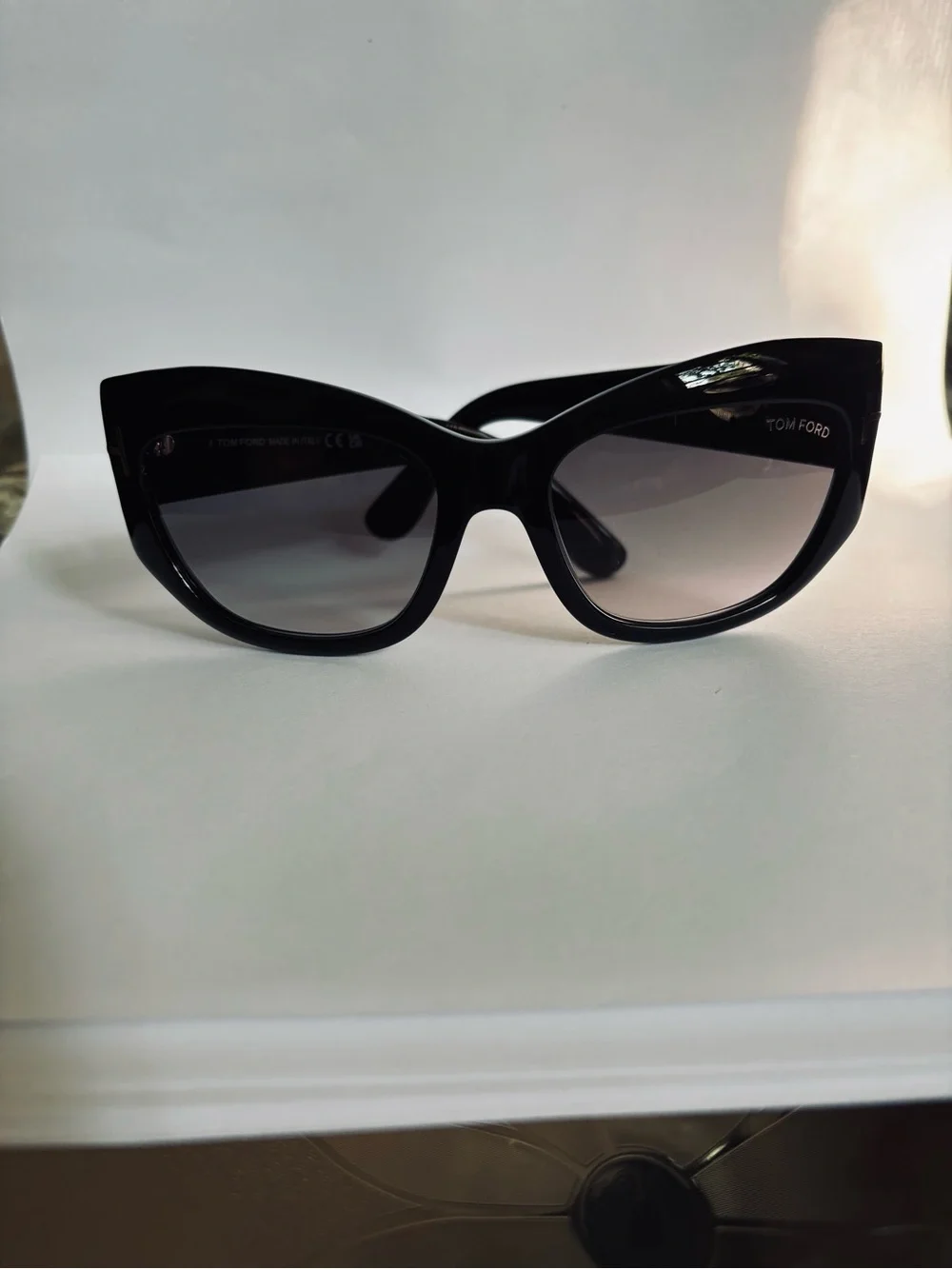 Tom Ford Black Cat-Eye Sunglasses with Gradient Smoke Lenses